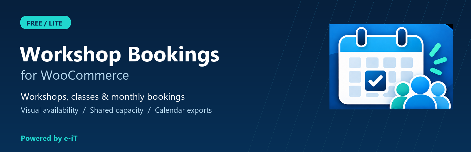 WordPress 外掛 e-iT Workshop Bookings Lite for WooCommerce 的封面圖片