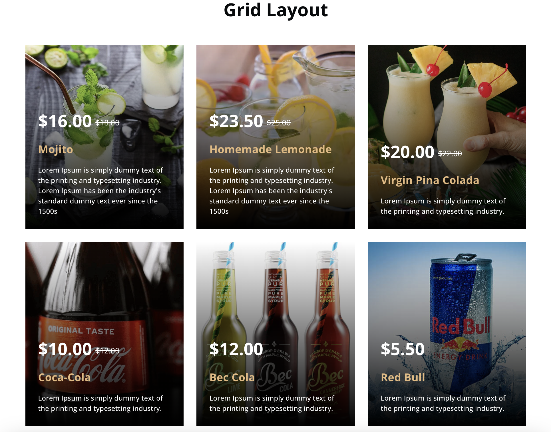 Grid layout screenshot.