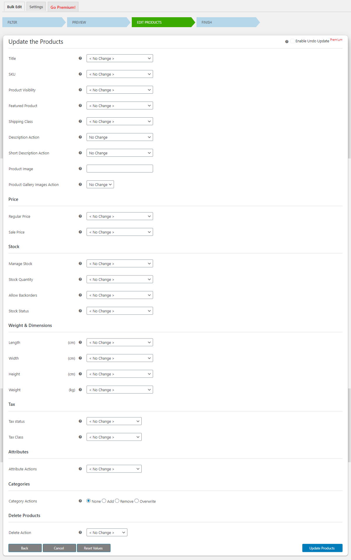 Bulk Edit Product Properties.