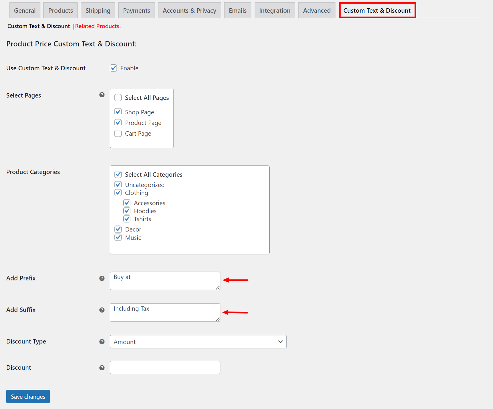 ELEX WooCommerce Product Price Custom Text (Before &amp; After Text) and Discount