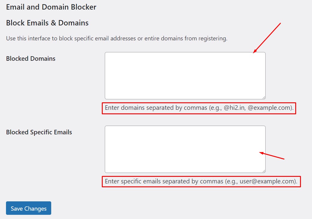 WooCommerce registration form error message shown when a blocked email/domain is used.
