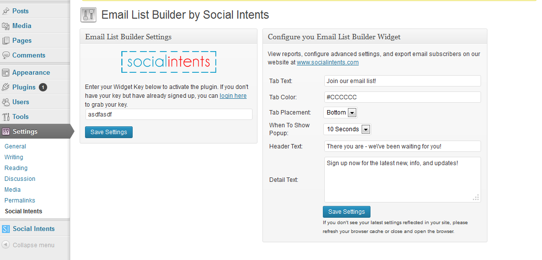 Example Email List Builder Popup