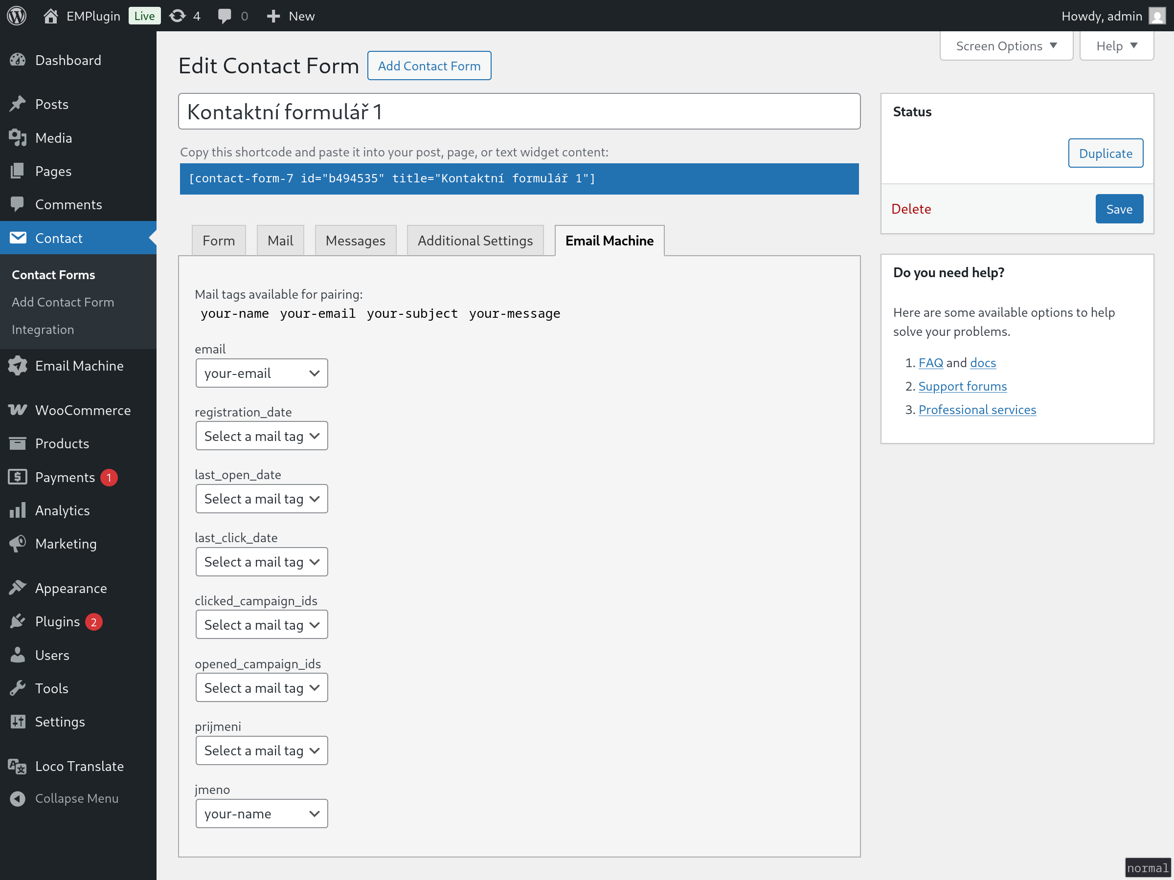 Contact Form 7 integration