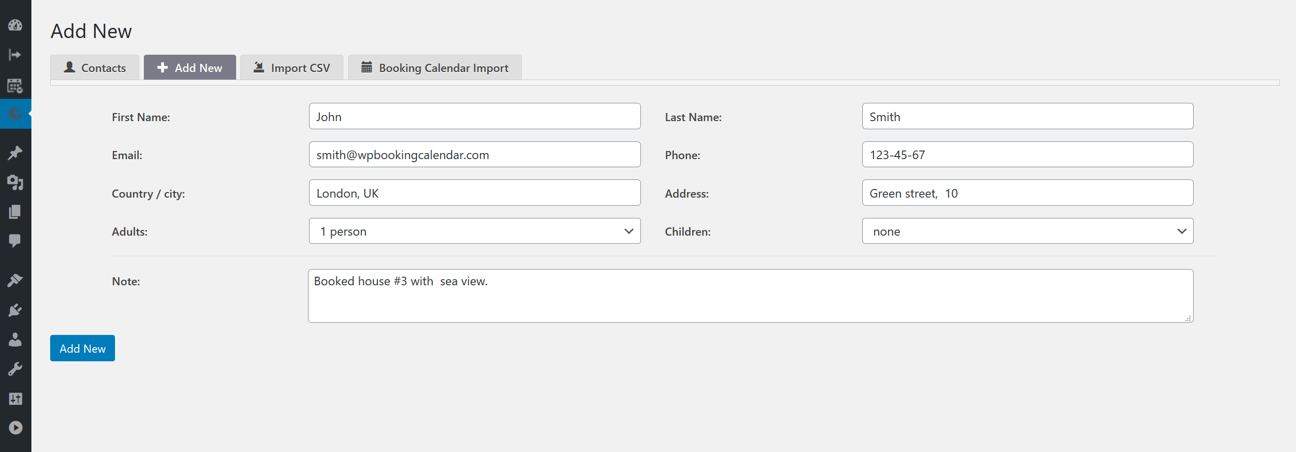 <strong>Add contact manually</strong> - create a new contact in a custom contact form with any number of fields.