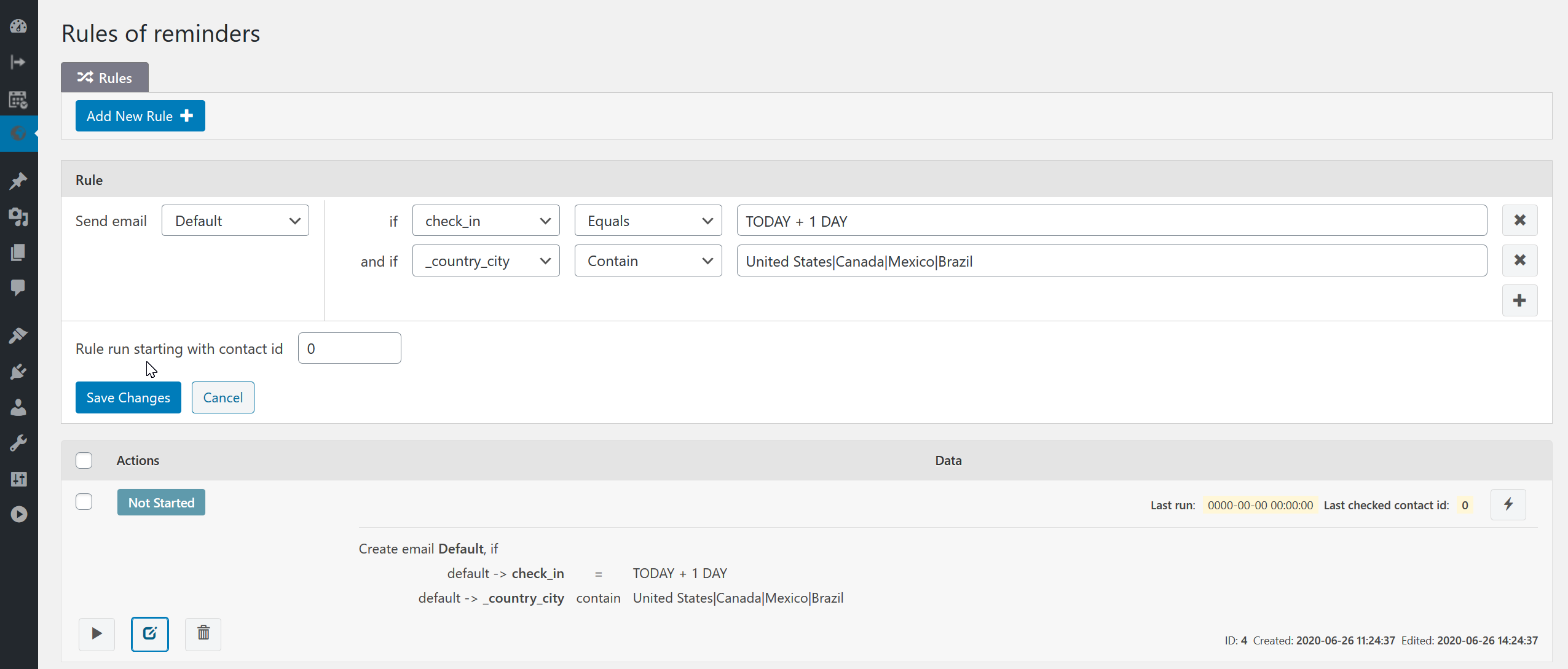 <strong>Configure Rules</strong> - create and configure flexible rules for creation email reminders from existing contacts.