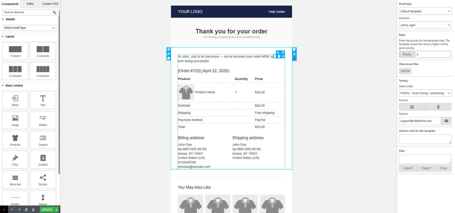 Edit email