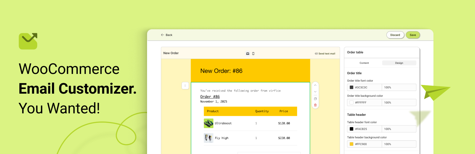 WordPress 外掛 Email Customizer for WooCommerce – Virfice 的封面圖片。