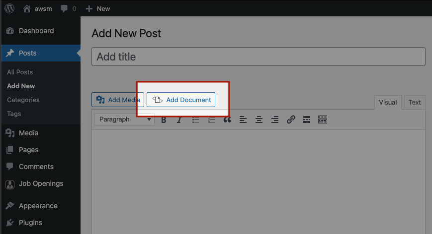 Add document popup for the Classic Editor