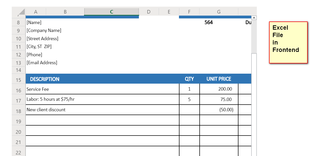 Frontend preview of a excel File