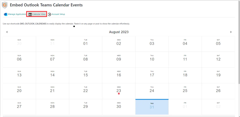 Embed Outlook Teams Calendar Events