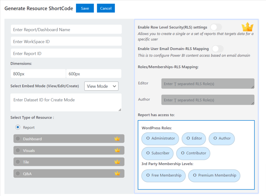 Generate the resource shortcode.