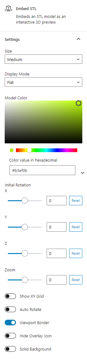 Block options for customization.