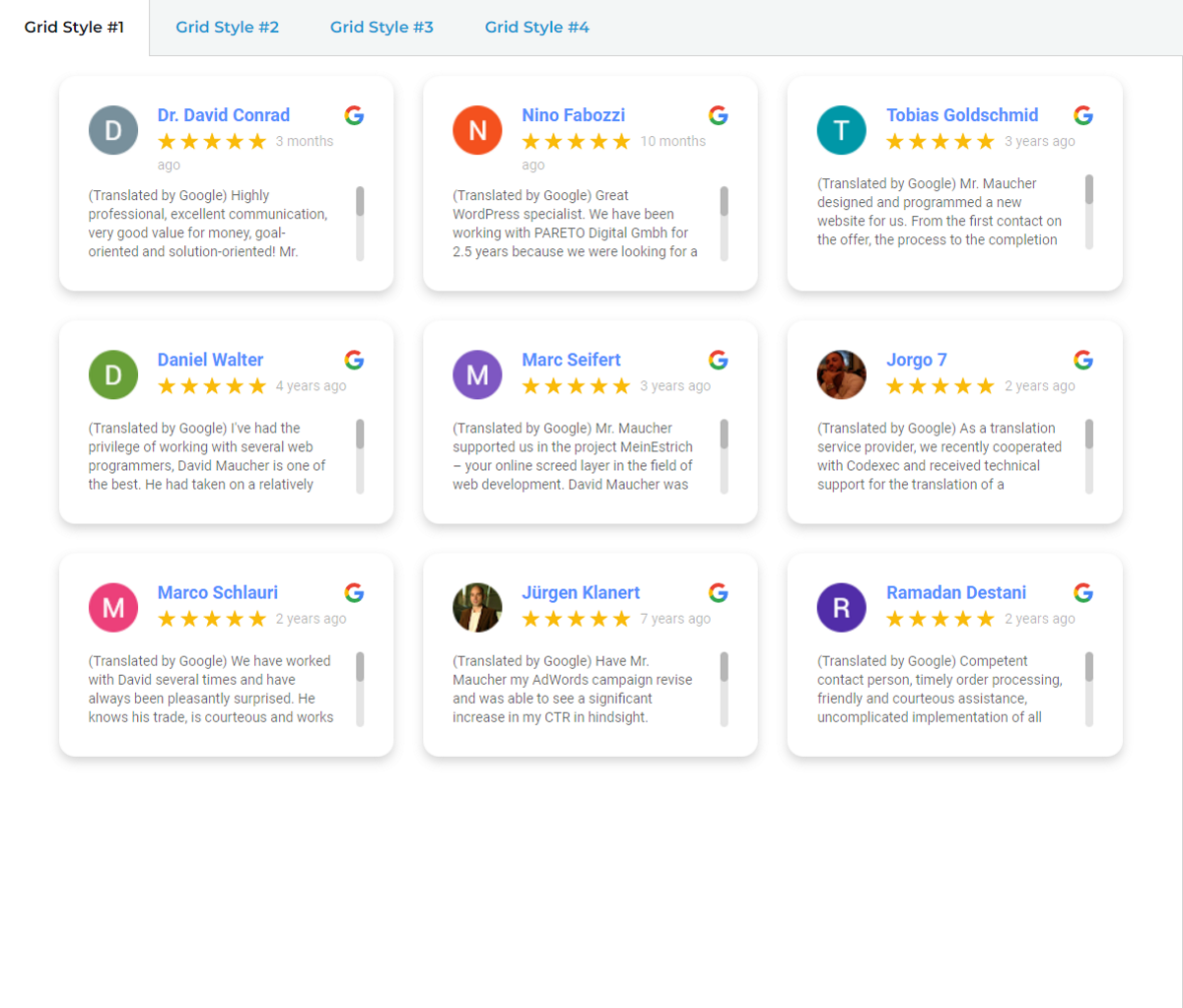Sample design of WP Google Review Slider #1