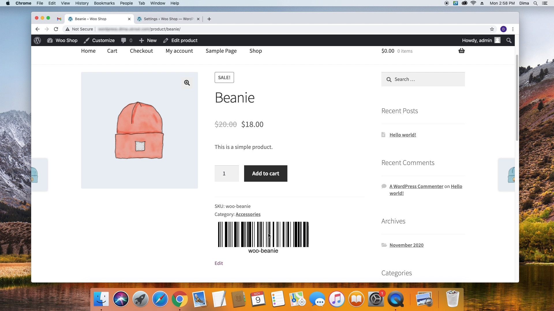 Display barcode on Product page
