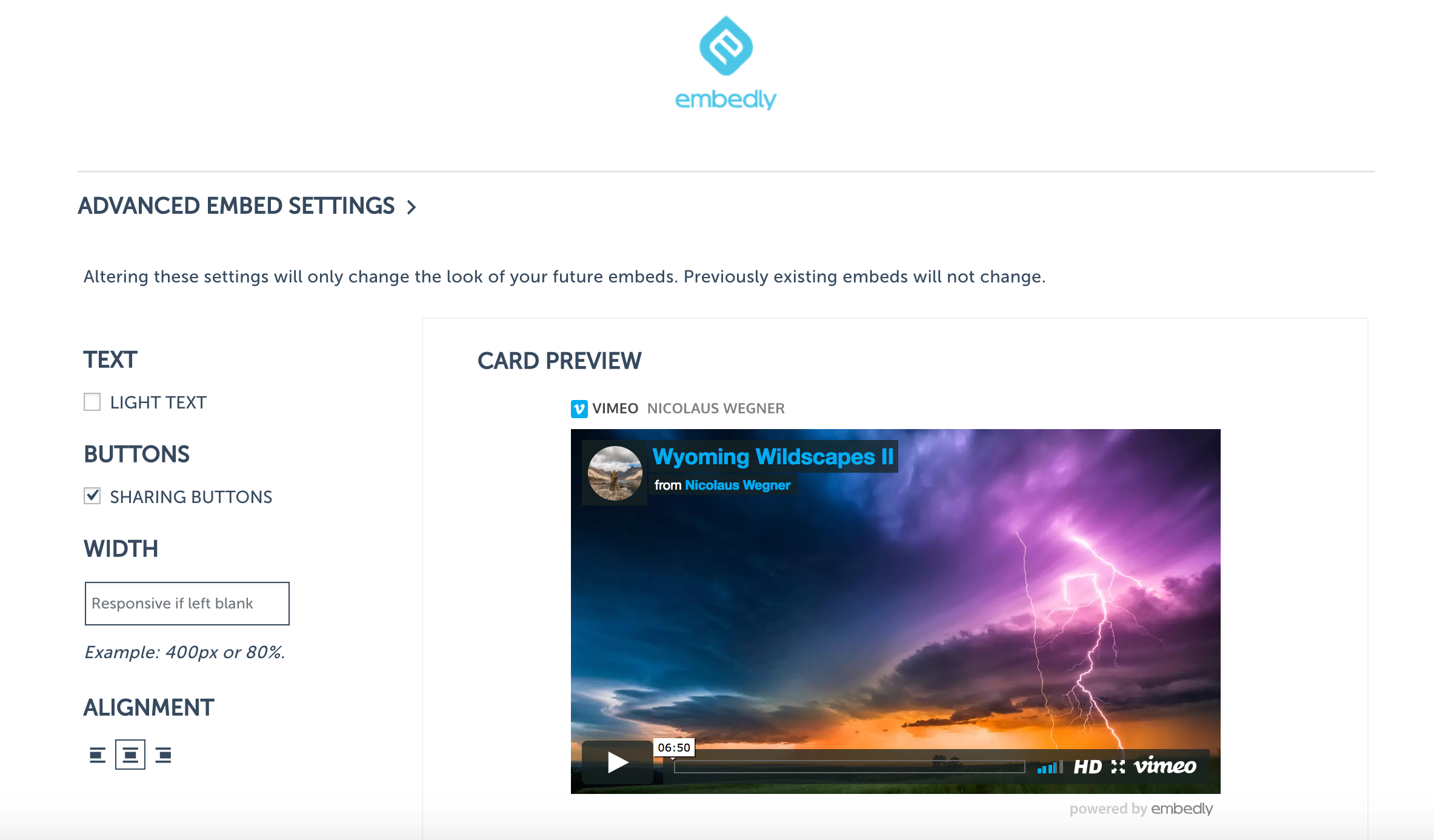 Advanced Embed Settings
