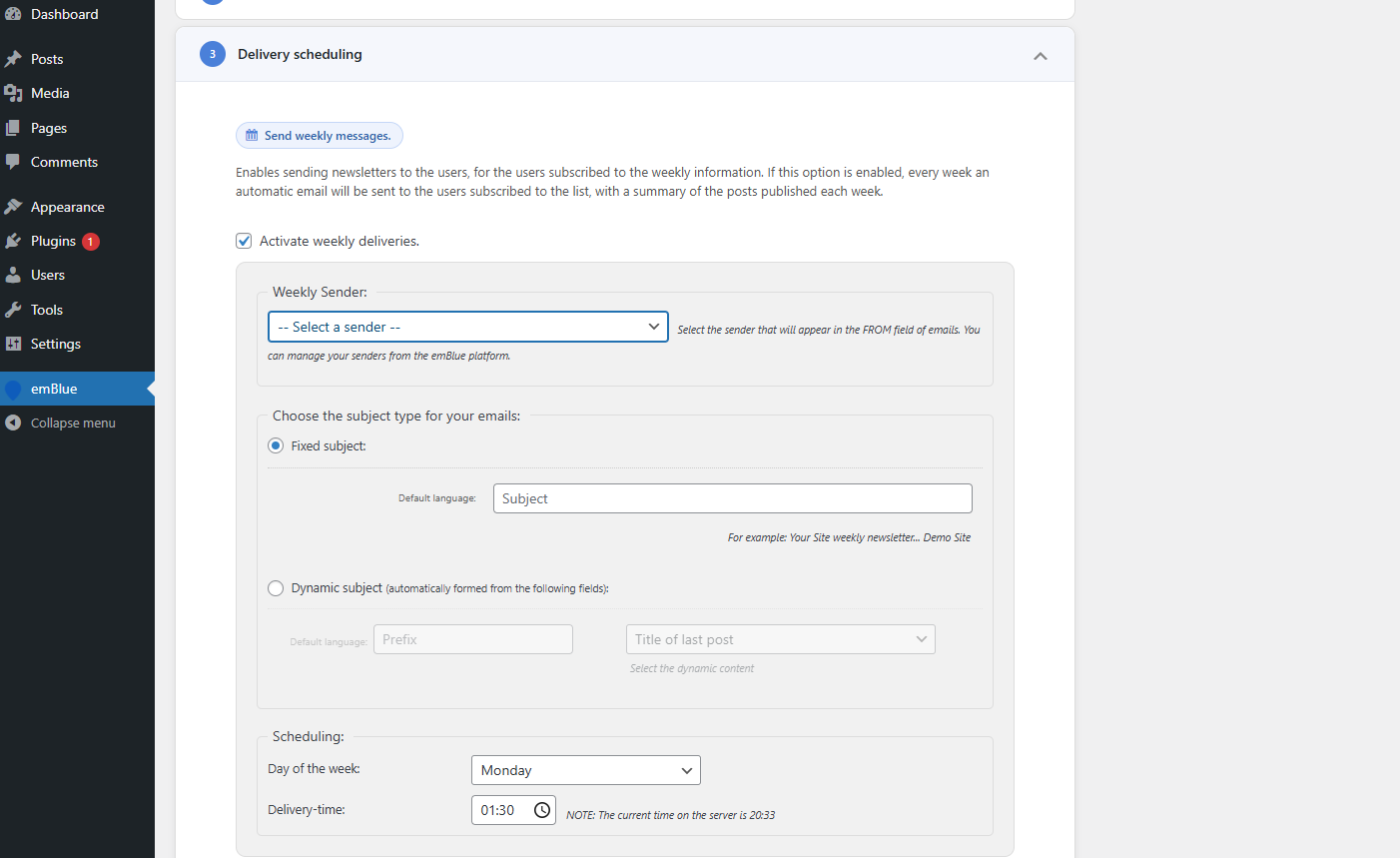 Schedule daily or weekly newsletters and choose which categories to include.