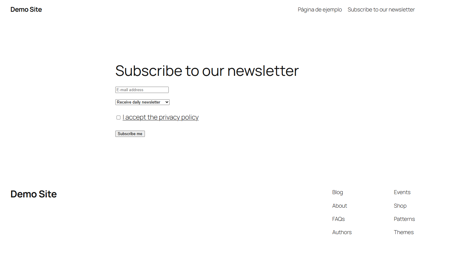 The subscription form as your visitors see it, ready to be placed with a shortcode or widget.