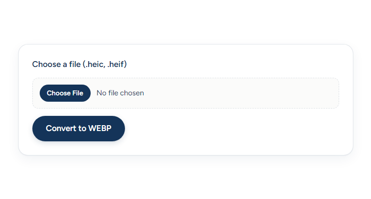 The live converter form on a published page, with the file picker and Convert button.