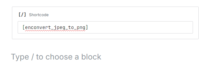 The Shortcode block in the WordPress block editor.
