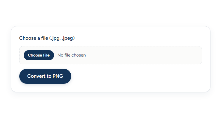 The live converter form on a published page, with the file picker and Convert button.