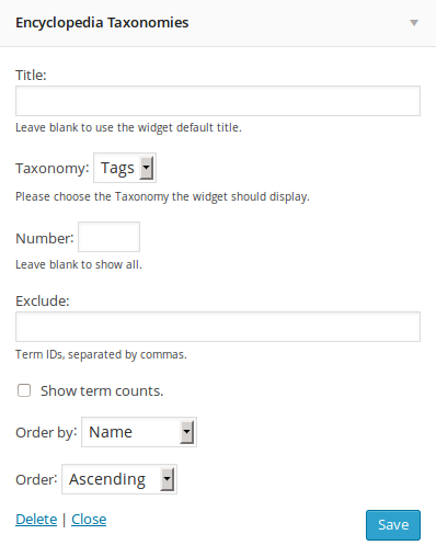 Encyclopedia taxonomy widget