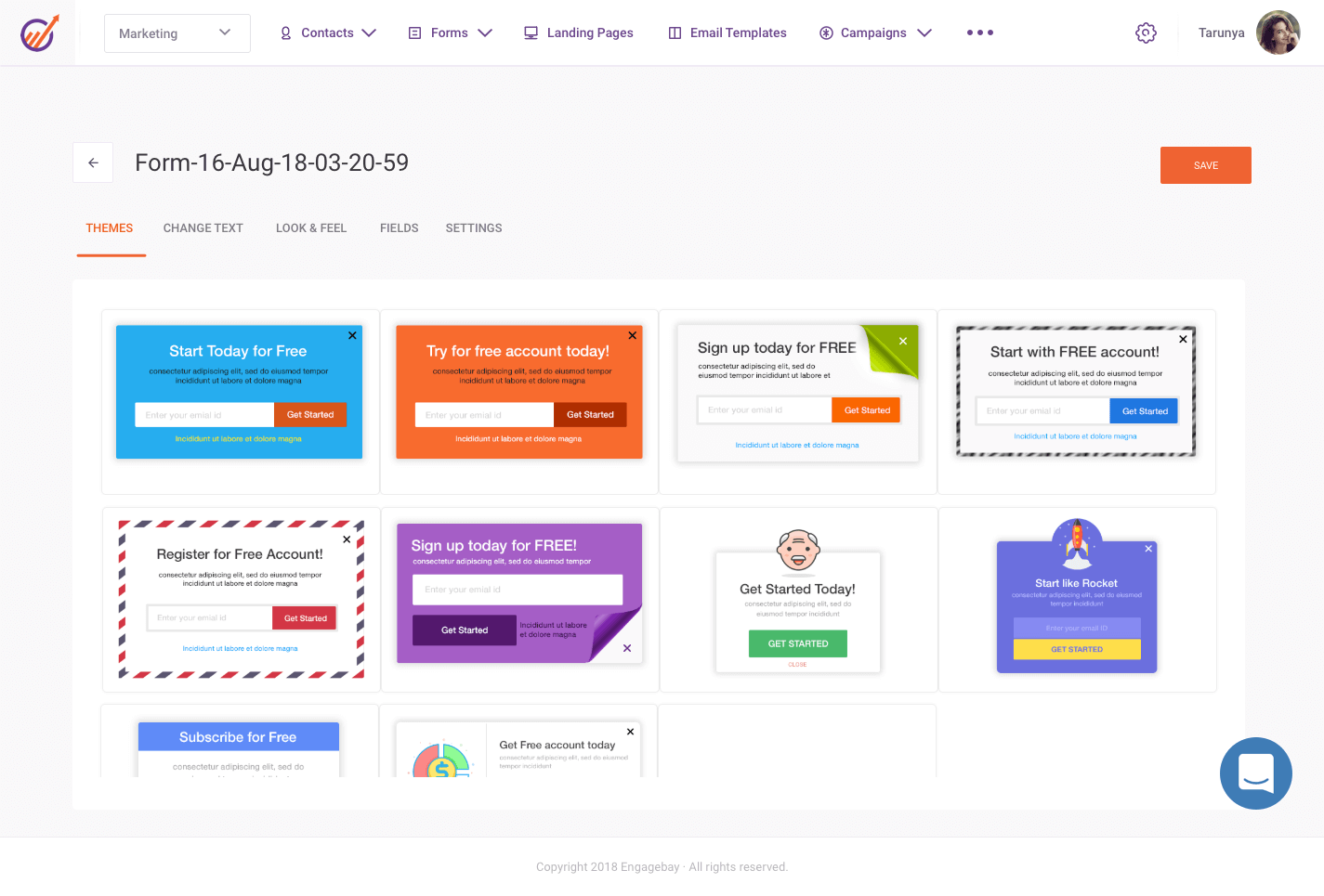 EngageBay form templates