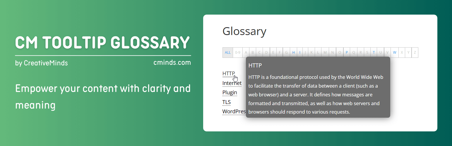 WordPress 外掛 CM Tooltip Glossary 的封面圖片。