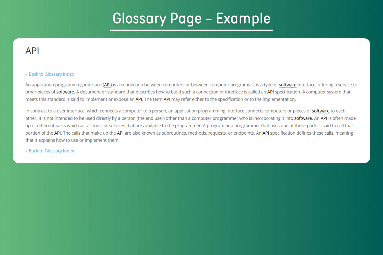 Glossary Page - Example