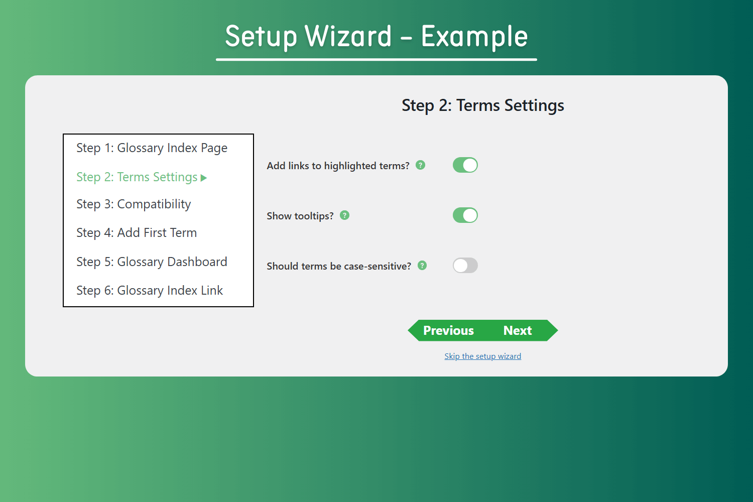 Setup Wizard - Example