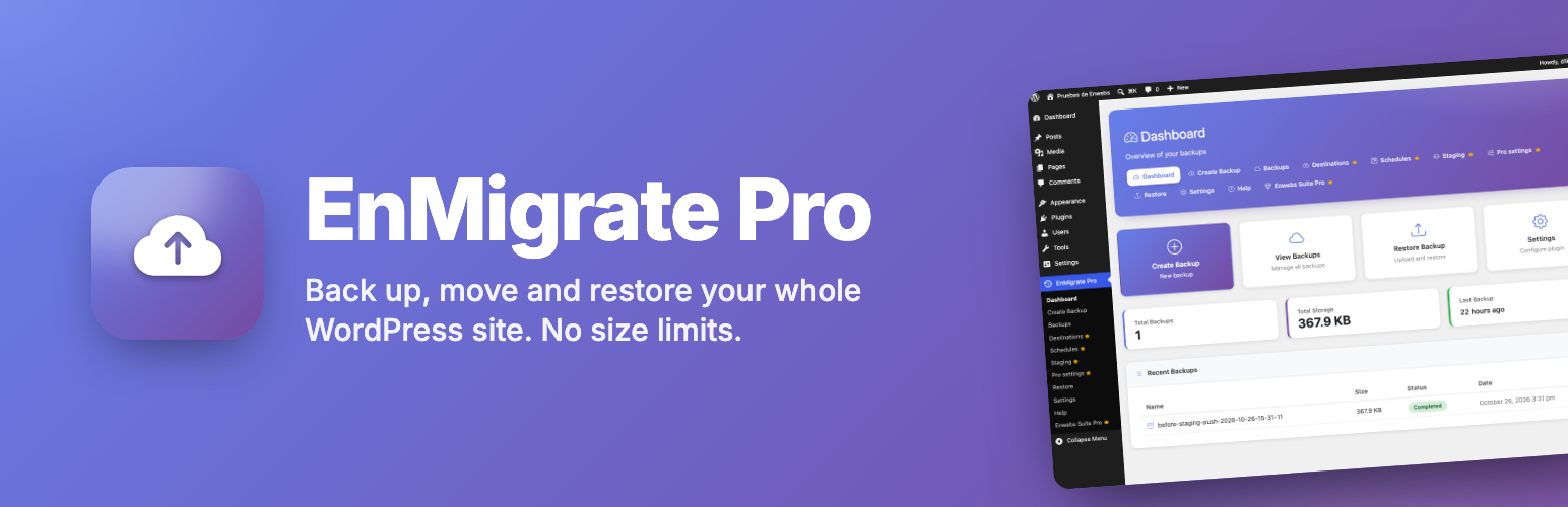 WordPress 外掛 EnMigrate Pro 的封面圖片