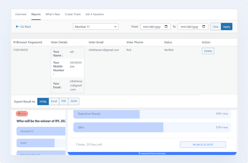 WP Poll Maker - Voter's Collected Data