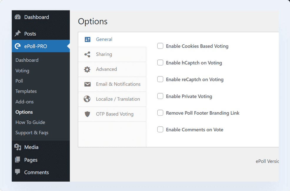 WP Poll Maker - Poll plugin general setting