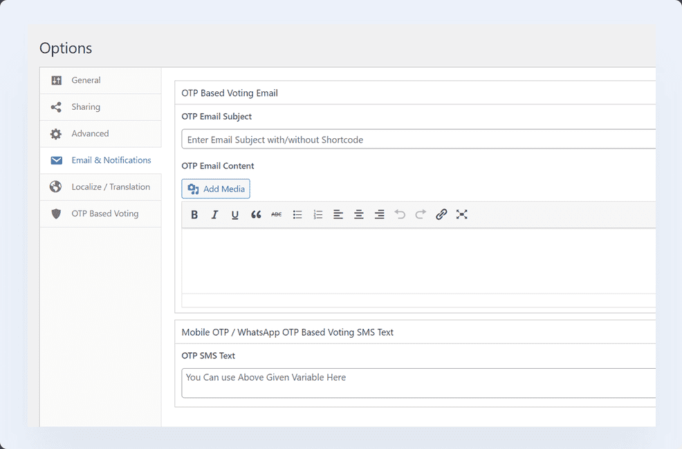WP Poll Maker PRO - OTP based Voting setting