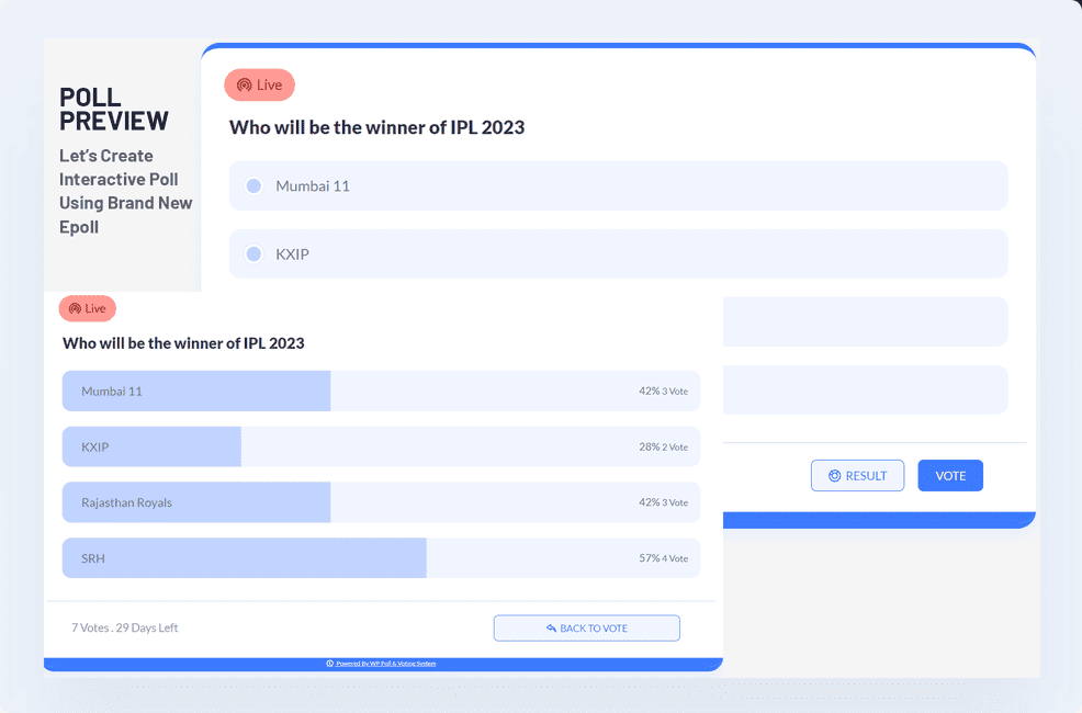 WP Poll Maker - front end poll preview