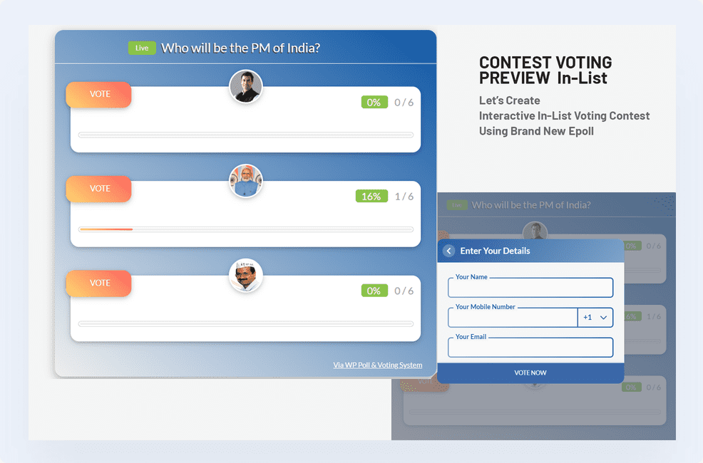 WP Poll Maker - voting contest list view preview