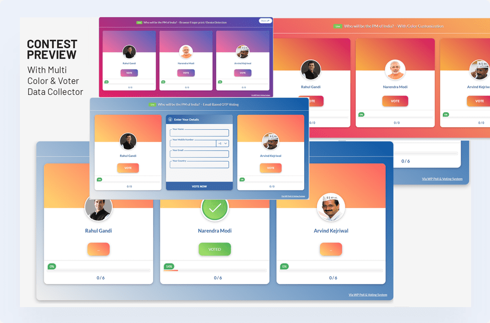 WP Poll Maker - voting contest multi color view preview
