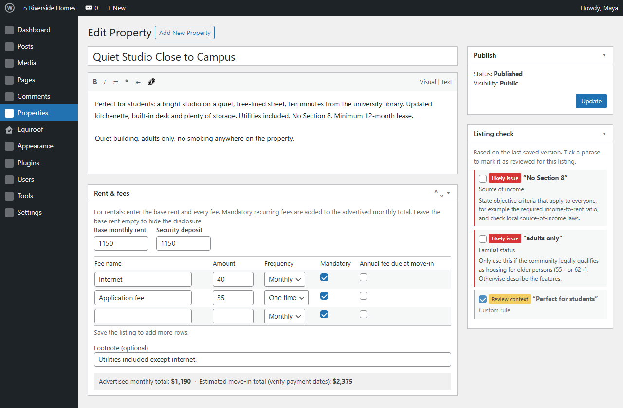 The classic editor meta boxes for listing post types that do not use the block editor.