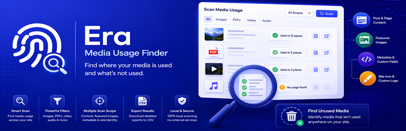 WordPress 外掛 Era Media Usage Finder 的封面圖片