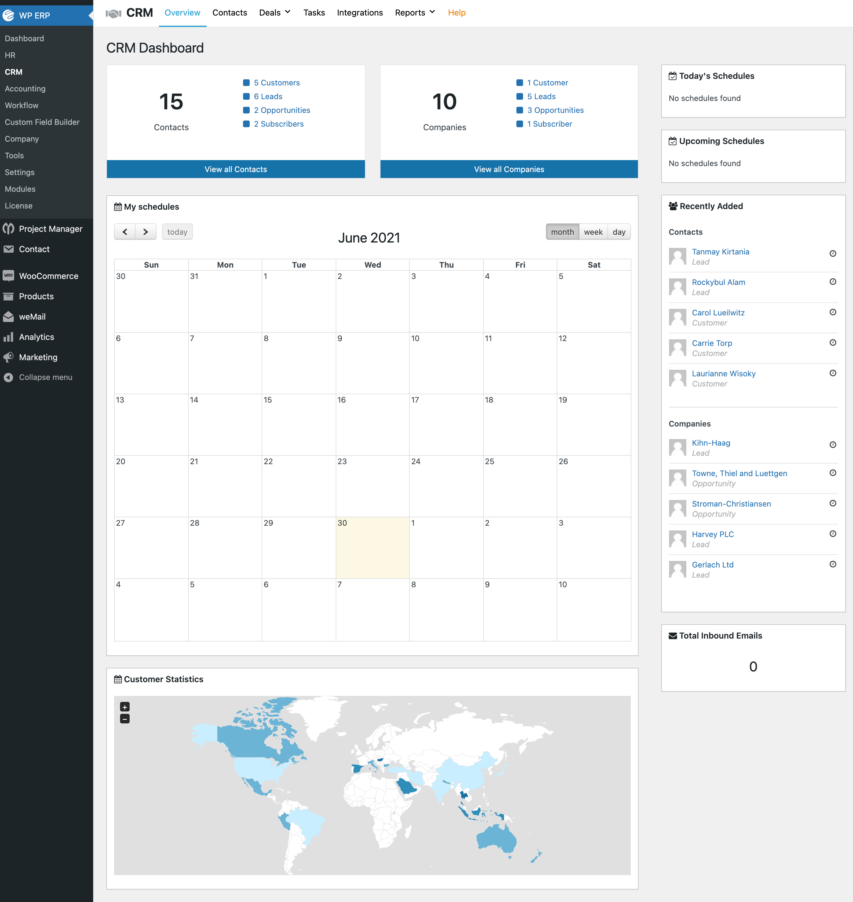 CRM Dashboard- Reflects your overall CRM status