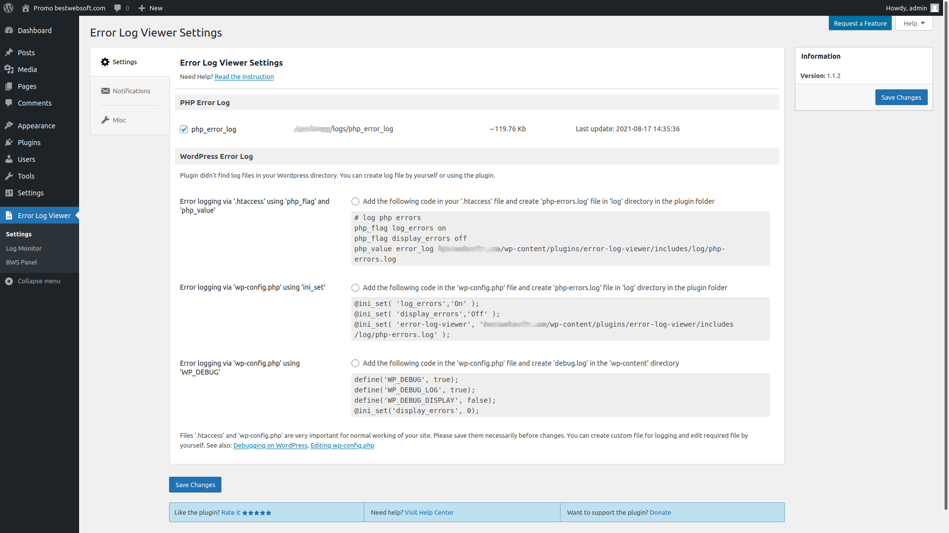 Error Log Viewer by BestWebSoft