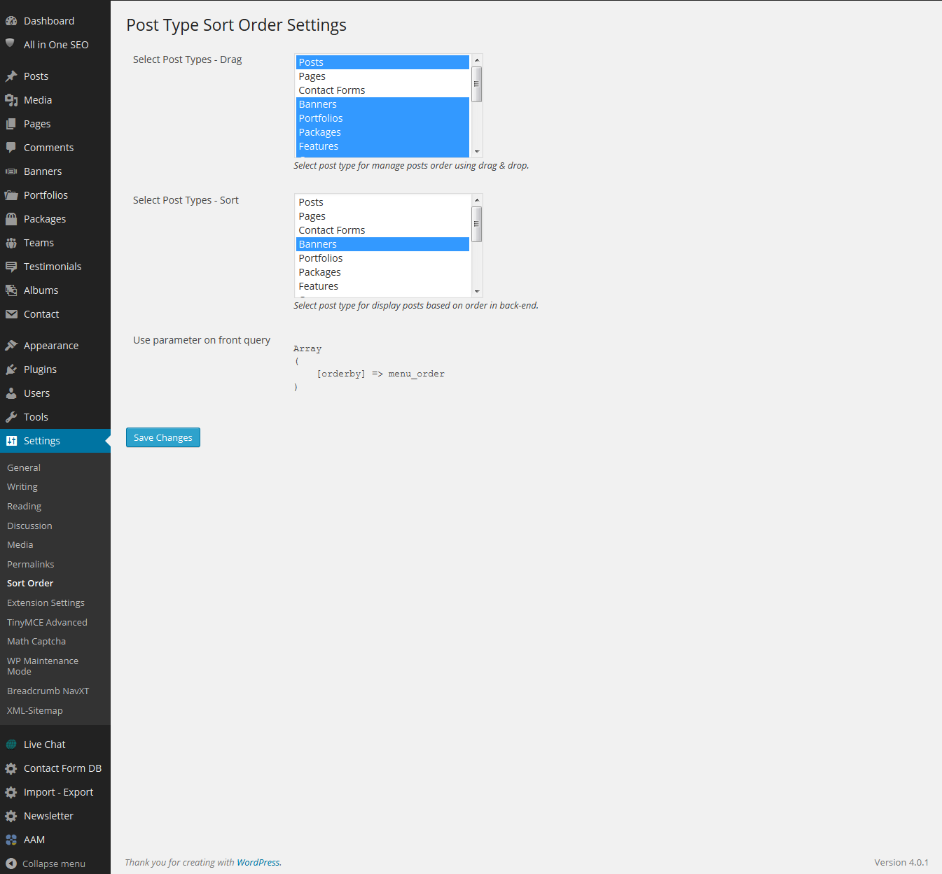 Settings Page