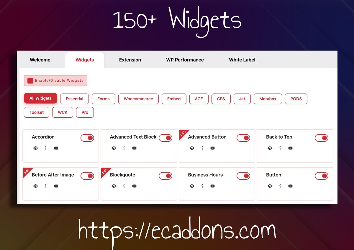 EC Widgets Panel