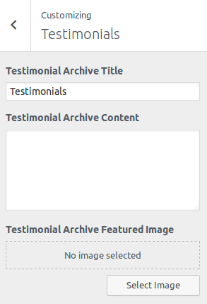 Customizer: Testimonial Archive Options