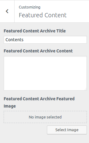 Customizer: Featured Content Archive Options