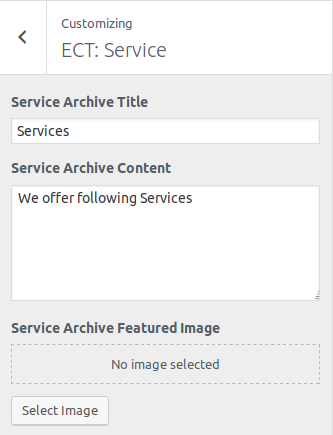 Customizer: Services Archive Options