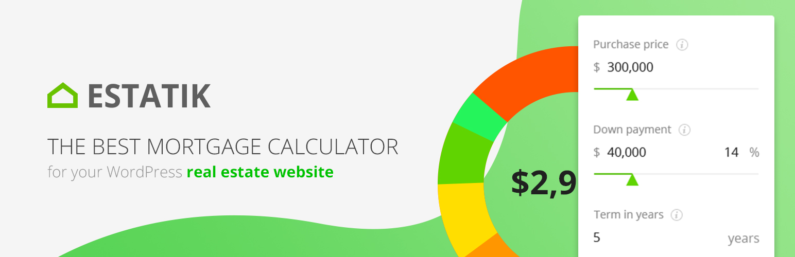 Product image for WordPress Mortgage Calculator Estatik.