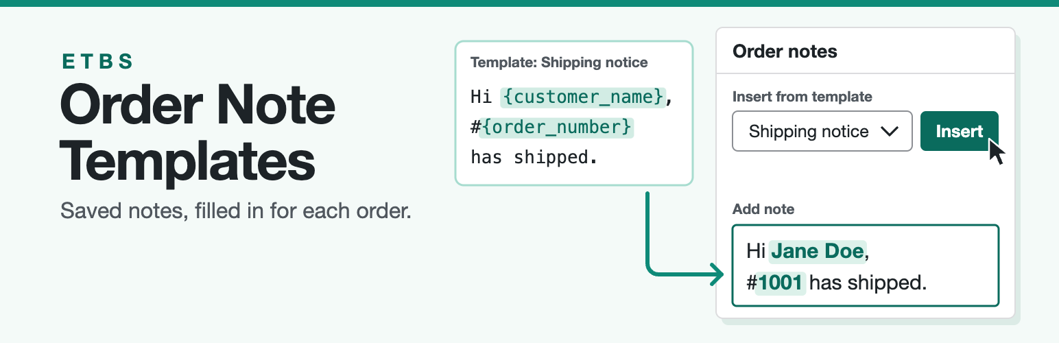 ETBS Order Note Templates for WooCommerce