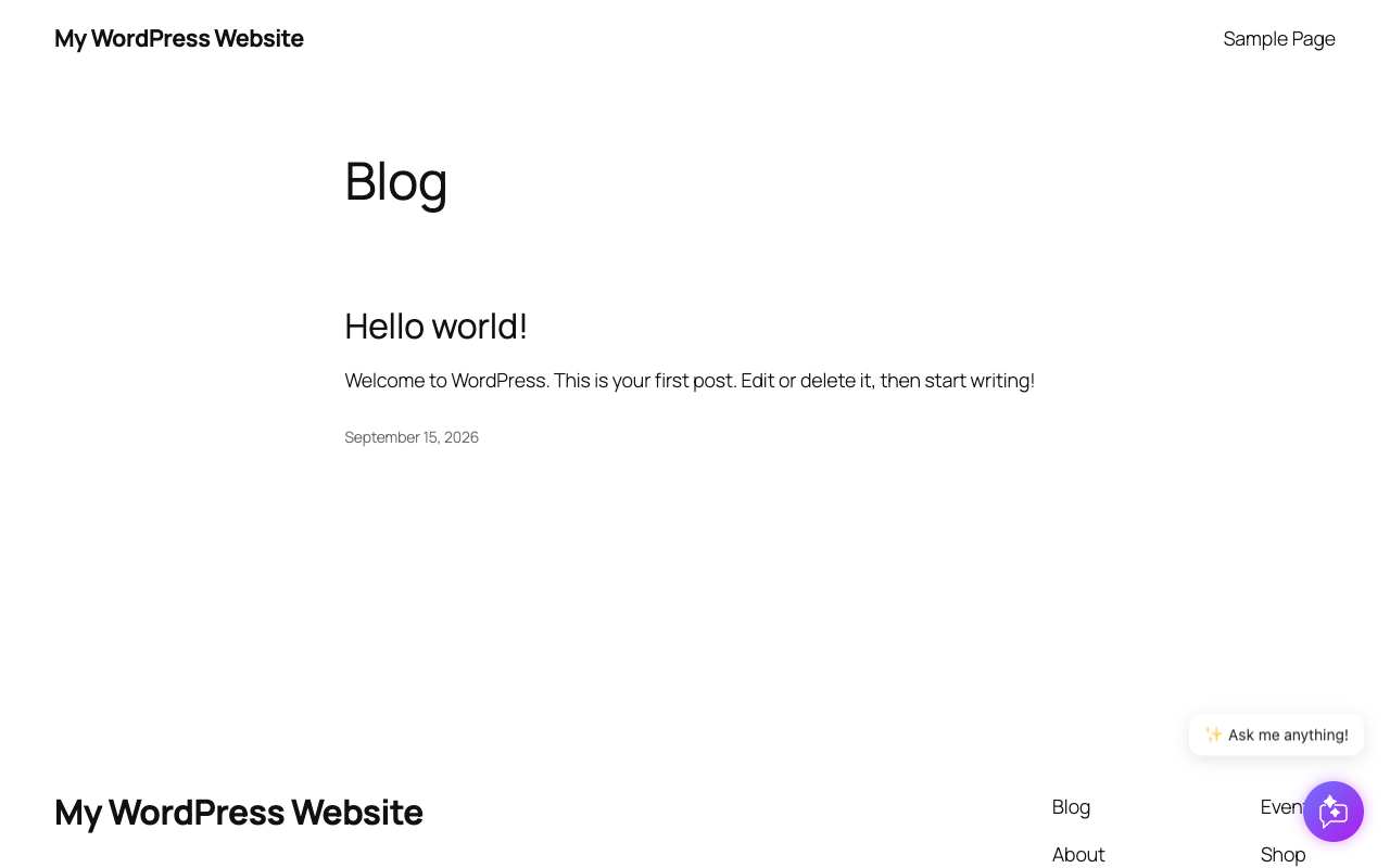 The chat button on a WordPress page. Visitors open the chat with one click.
