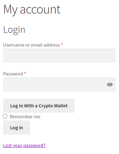 WooCommerce Login Form display.