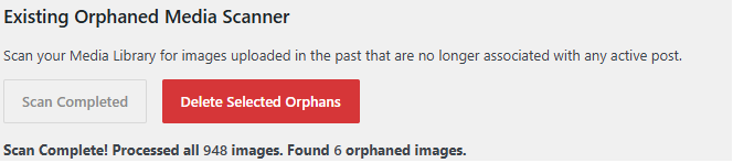 Existing Orphaned Media Scanner - Live batch scanning progress and controls.